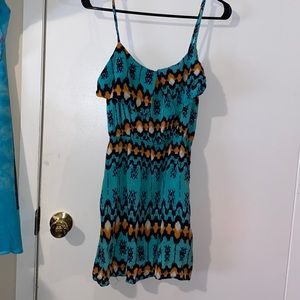 (M) Charlotte Russe Green Printed Baby Doll Dress